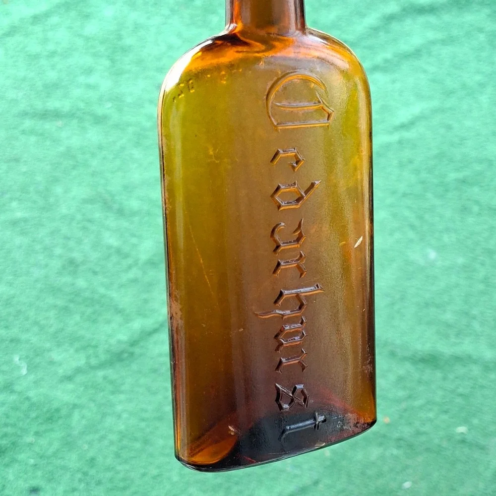 Antique Bottle Digging Lot 4 Dug Amber Whiskey Flask Milk Medicine 1914-1950